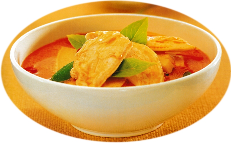 Chicken And Bamboo Shot In Red Curry